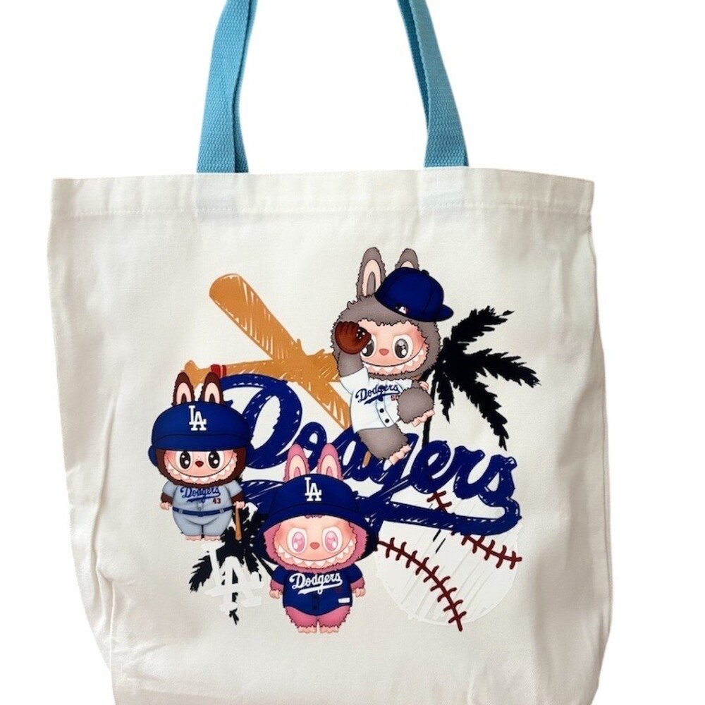 Labubu Style Tote Bag Lot of 2 Kawaii Cartoon Reusable Foldable Large